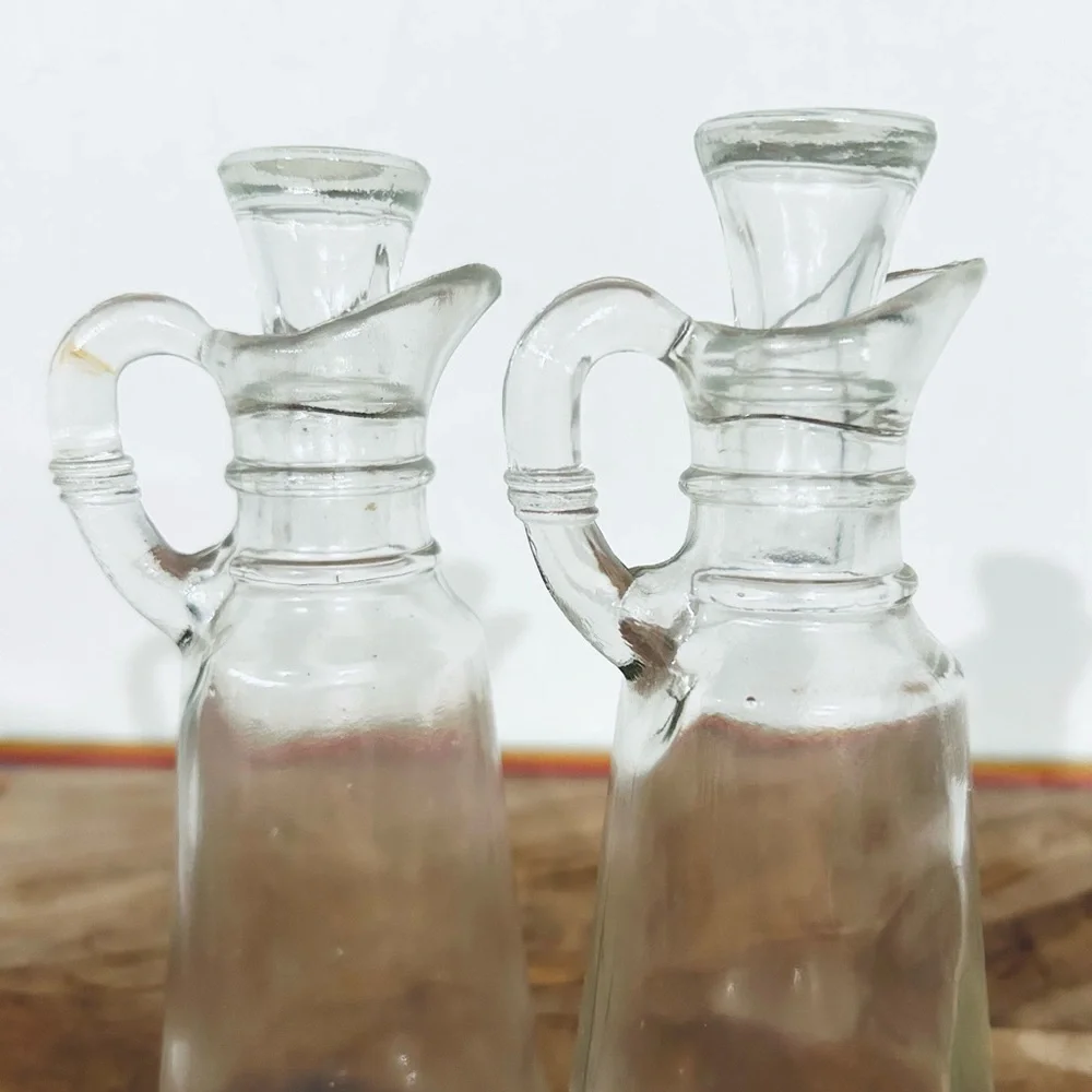 Anchor Hocking Oil Dressing & Vinegar Matching Glass Cruets Pair - Set of 2